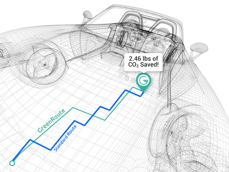 car grid with a map