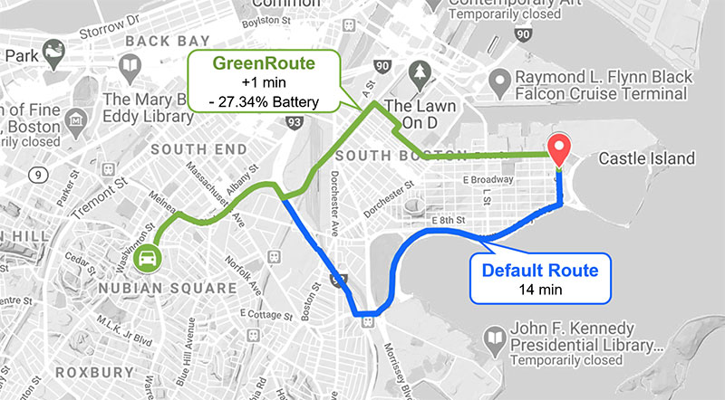 GreenRoute map example